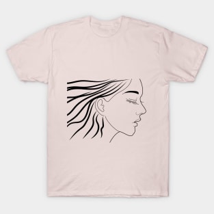 Side Profile of a beautiful long haired woman T-Shirt